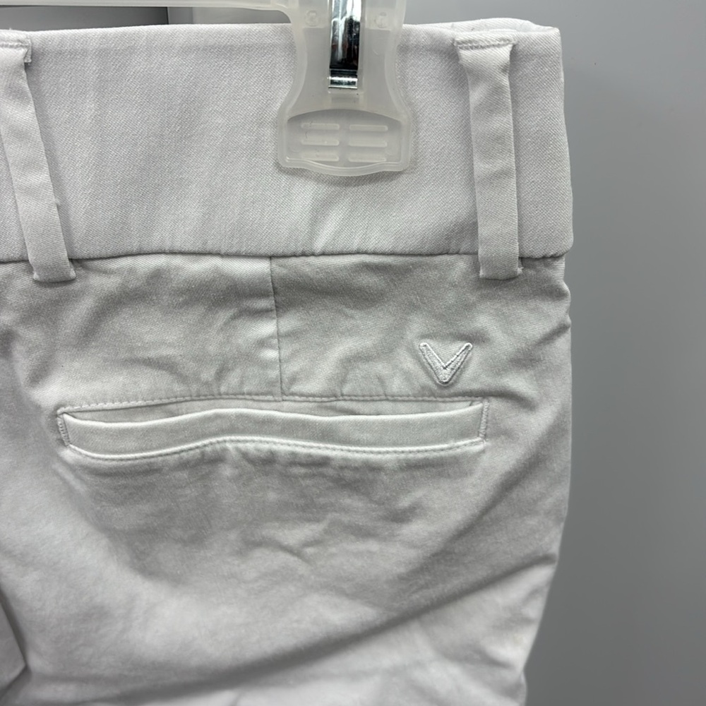 Callaway White Flat Front Shorts Crisp Viscose Blend Elastic Waist Golf Womens M - Picture 8 of 16